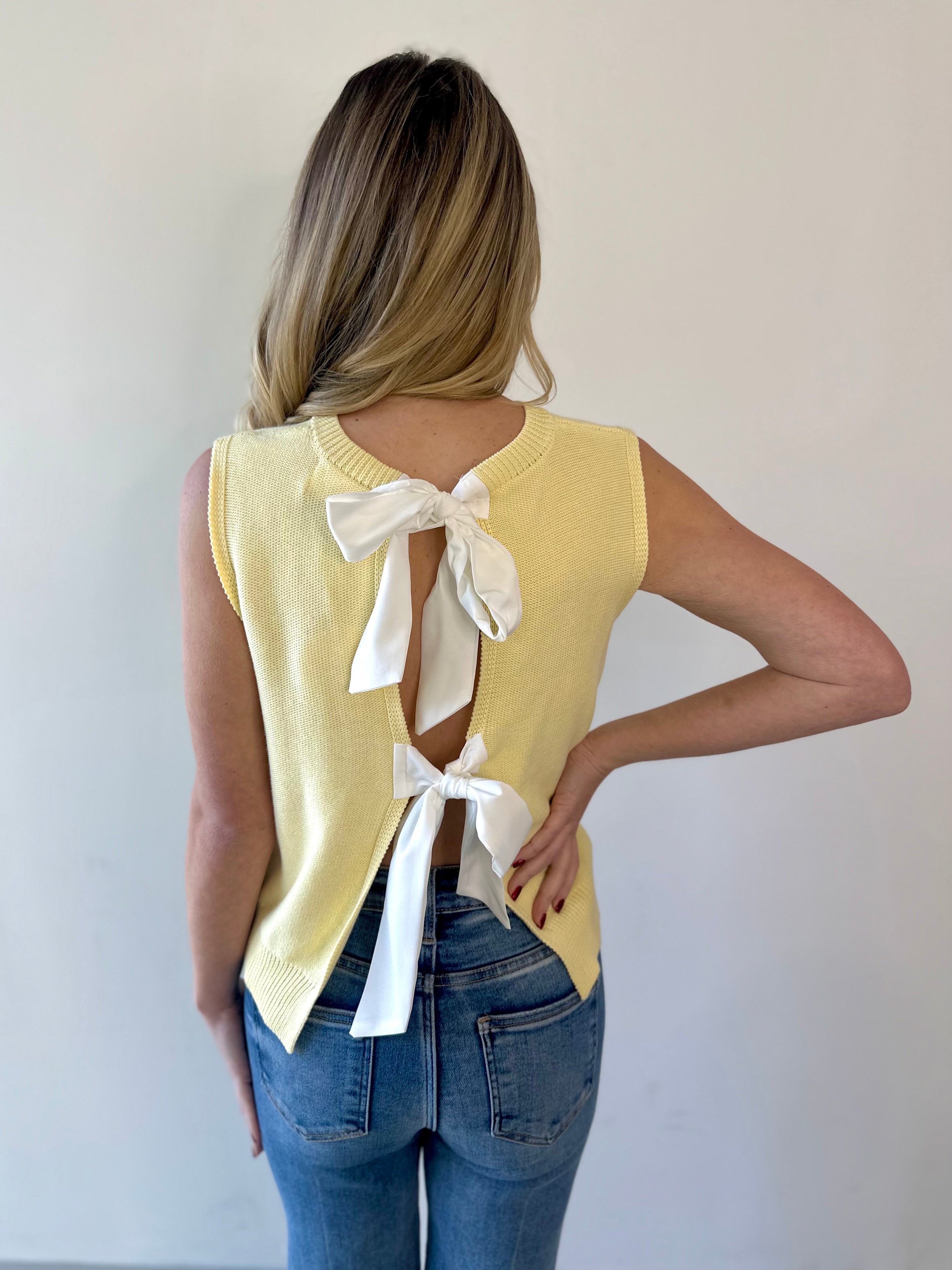 Twist Bow Sweater Tank - Lemon