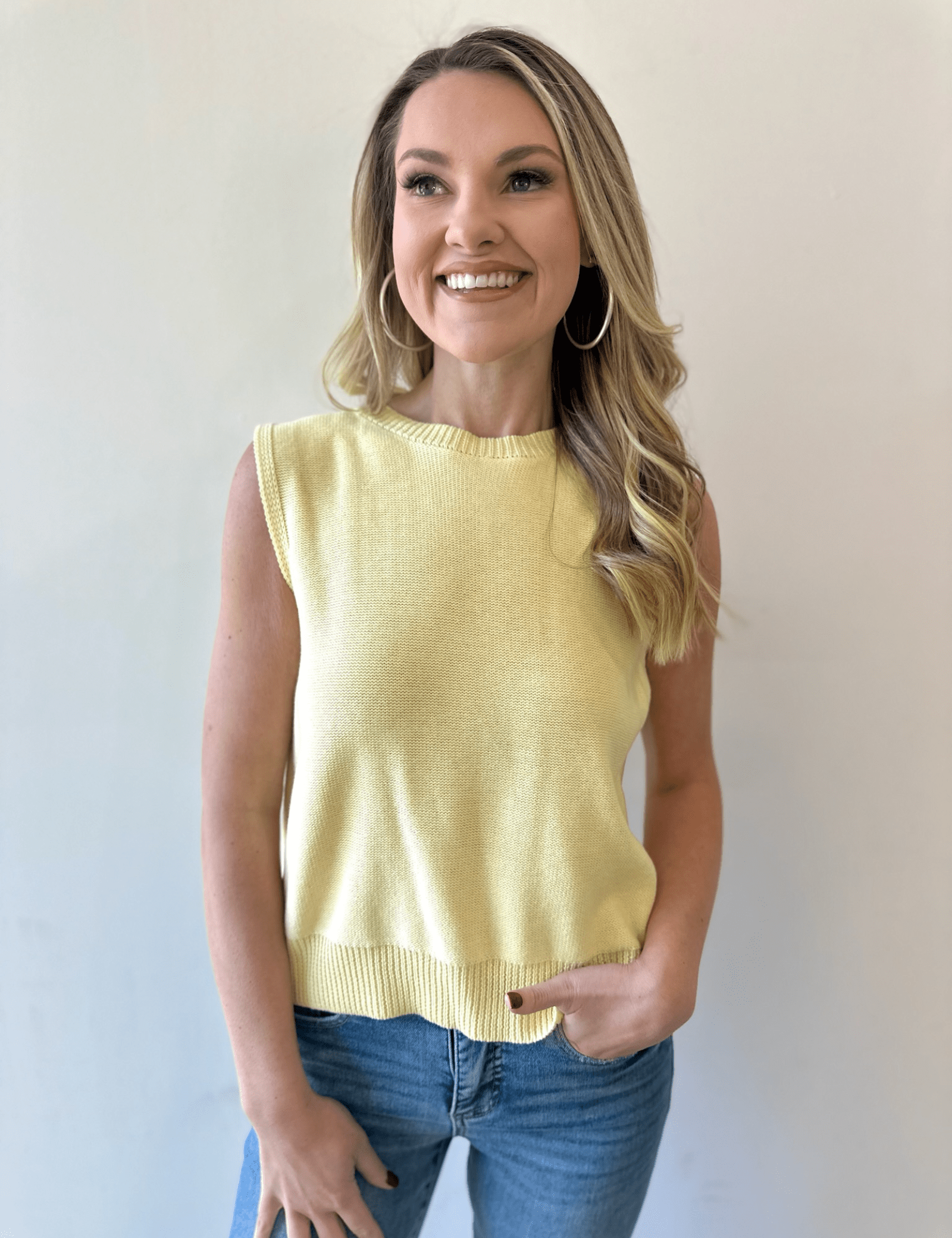 Twist Bow Sweater Tank - Lemon