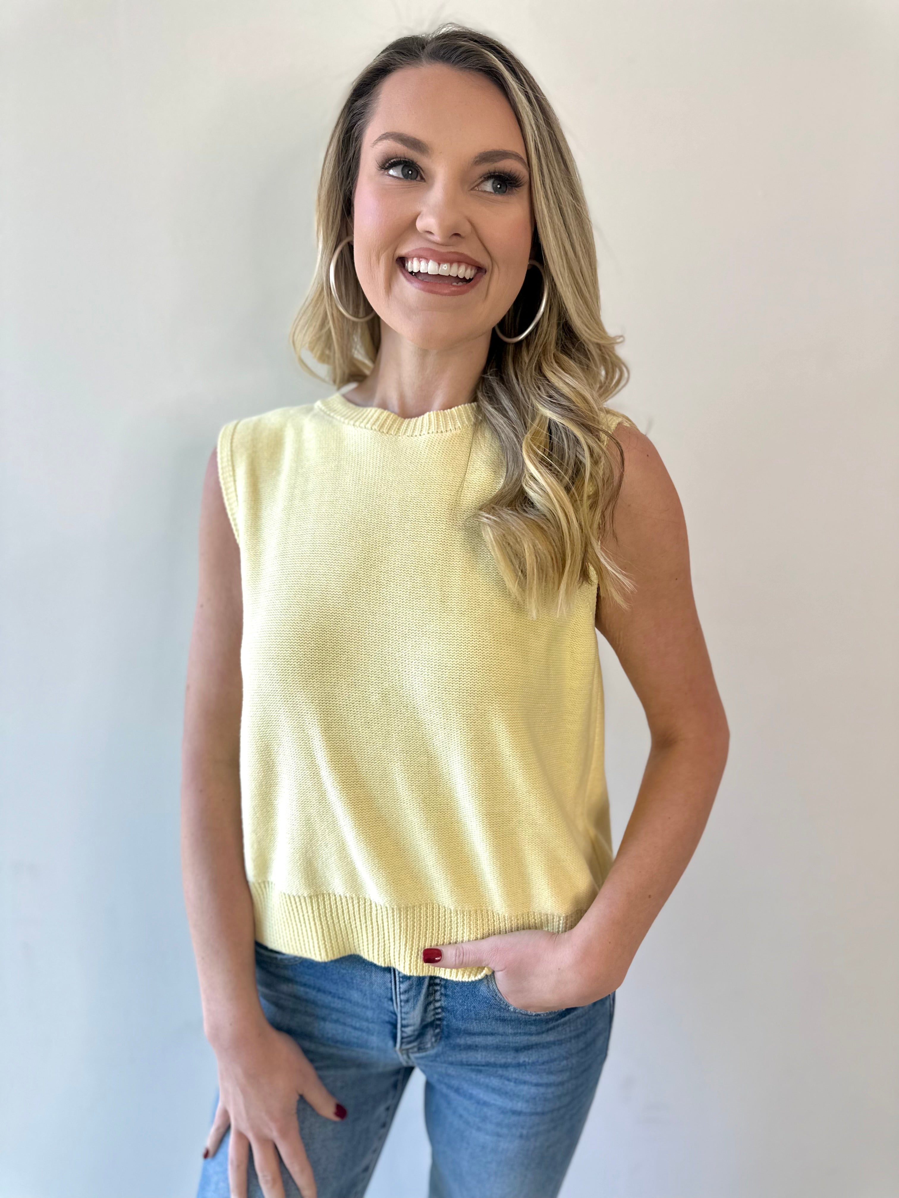 Twist Bow Sweater Tank - Lemon