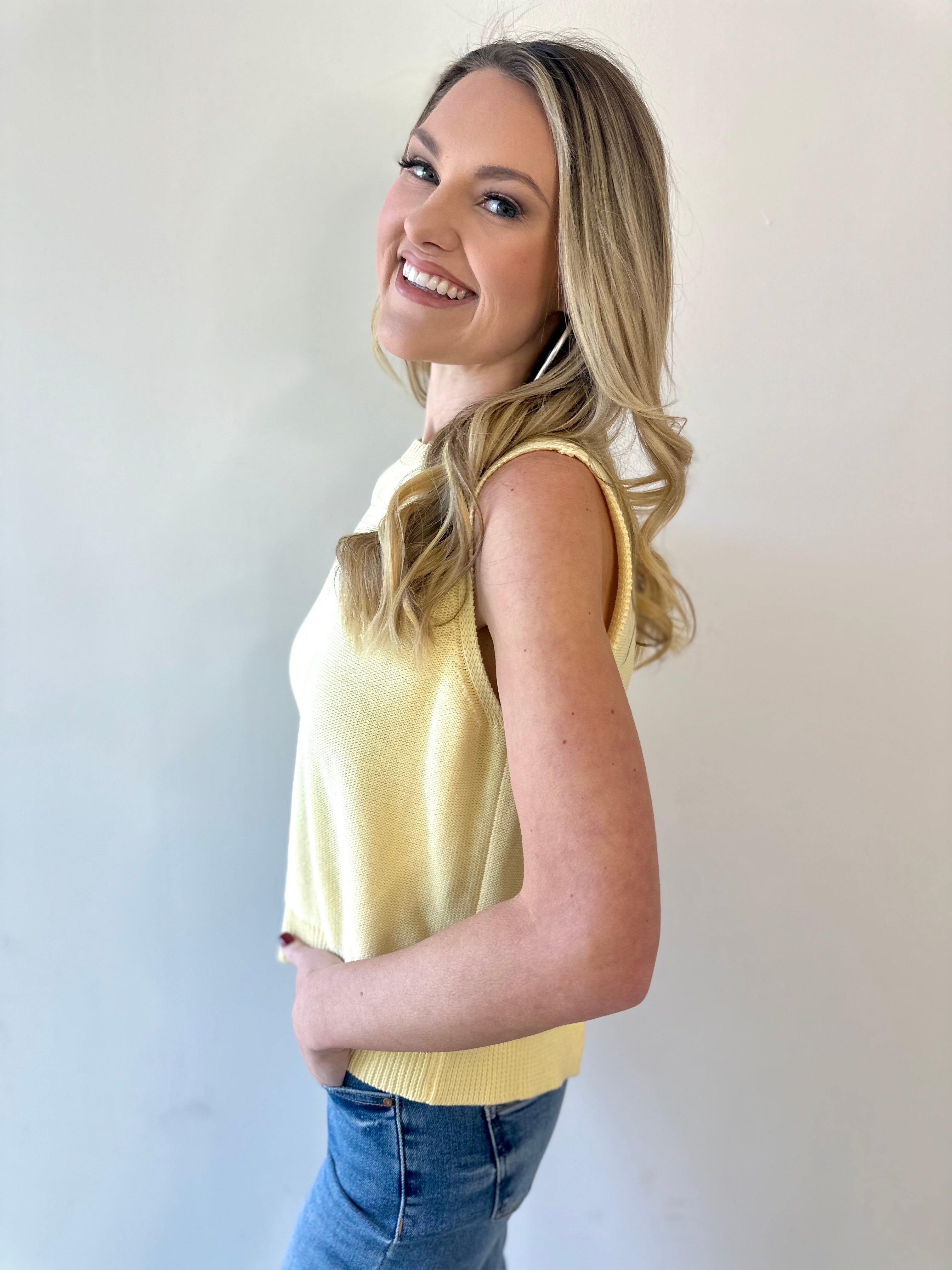 Twist Bow Sweater Tank - Lemon