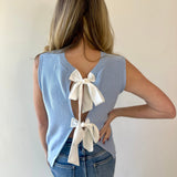 Twist Bow Sweater Tank - Sky Blue