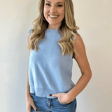 Twist Bow Sweater Tank - Sky Blue