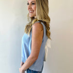 Twist Bow Sweater Tank - Sky Blue