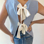 Twist Bow Sweater Tank - Sky Blue