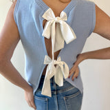 Twist Bow Sweater Tank - Sky Blue