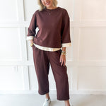 Two Layer Top & Pant Set - Brown