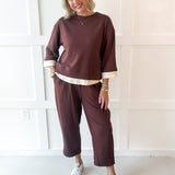 Two Layer Top & Pant Set - Brown