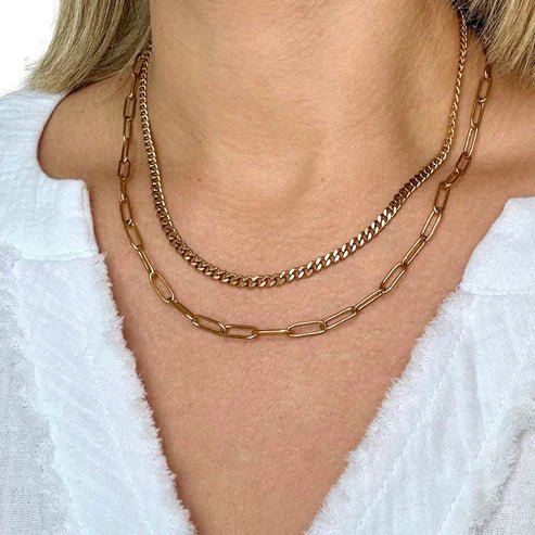 Two - Strand Paperclip Chain Necklace