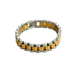 Two - Tone 10mm 7" Watch Band Bracelet