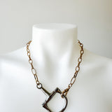 Two Tone Horsebit Necklace Rhodium