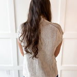 Two Tone Knit Vest Top- Camel