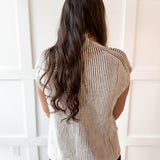 Two Tone Knit Vest Top- Camel