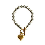 Two - Tone Puff Heart Bracelet