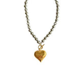 Two - Tone Puffed Heart Choker