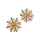 Two Tone Straw Flower Stud Earrings