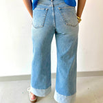 Two Toned Hem Seamed Slim Wide Leg