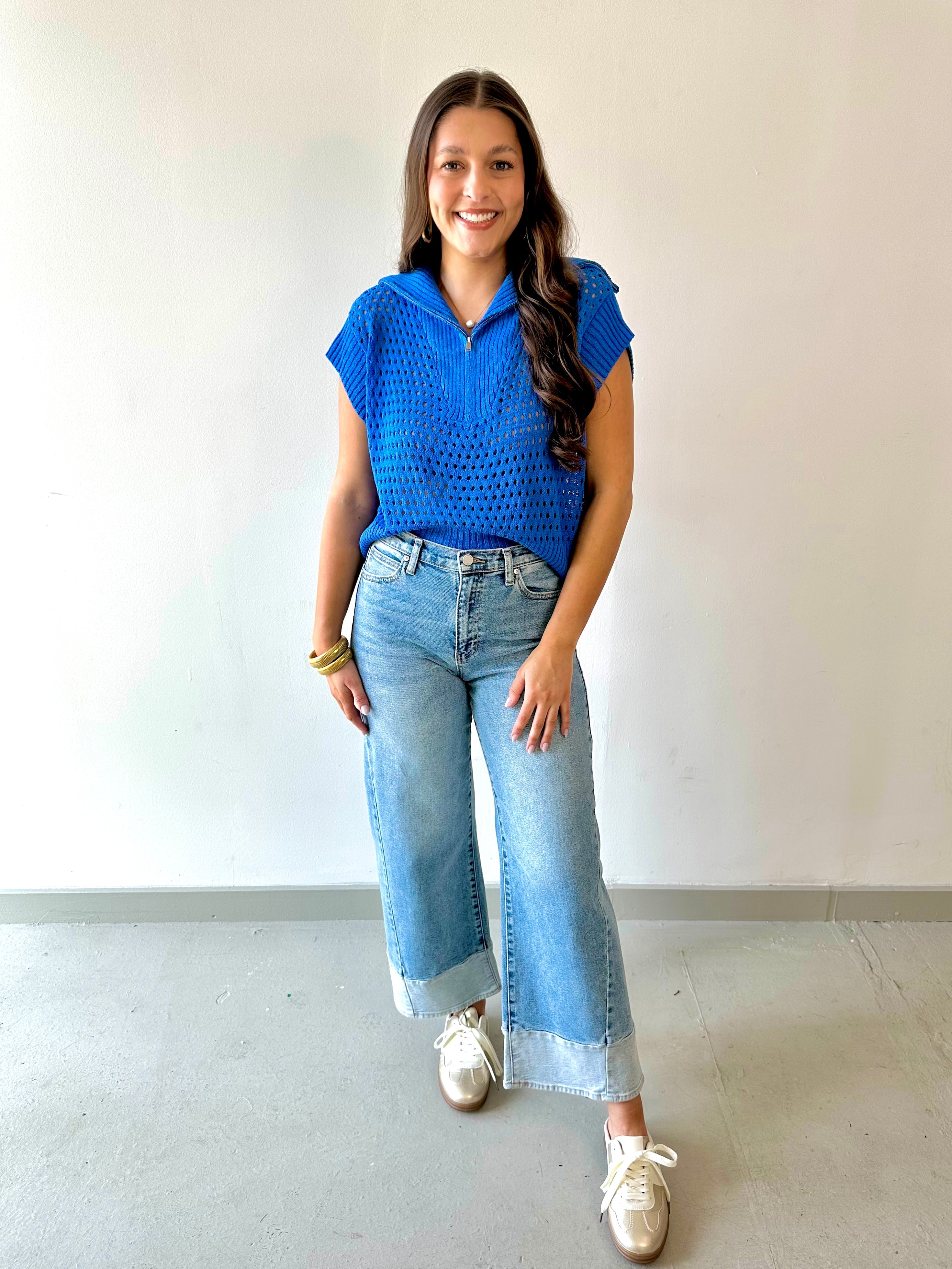 Two Toned Hem Seamed Slim Wide Leg