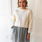 Twofer Sweater Dress- Cream