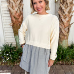 Twofer Sweater Dress- Cream
