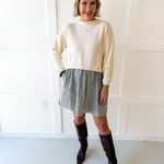 Twofer Sweater Dress- Cream