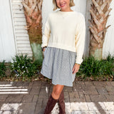 Twofer Sweater Dress- Cream