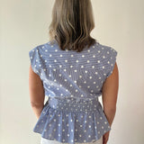 V Neck Cap Bow Tie Detail Top