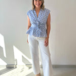 V Neck Cap Bow Tie Detail Top