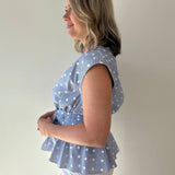 V Neck Cap Bow Tie Detail Top