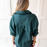 V Neck Collared Shirt - Green