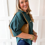 V Neck Collared Shirt - Green
