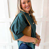 V Neck Collared Shirt - Green