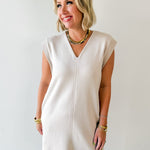 V Neck Everyday Dress - Almond