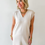 V Neck Everyday Dress - Almond