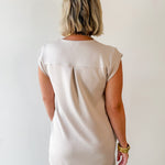 V Neck Everyday Dress - Almond