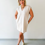 V Neck Everyday Dress - Almond