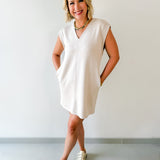 V Neck Everyday Dress - Almond