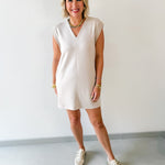 V Neck Everyday Dress - Almond