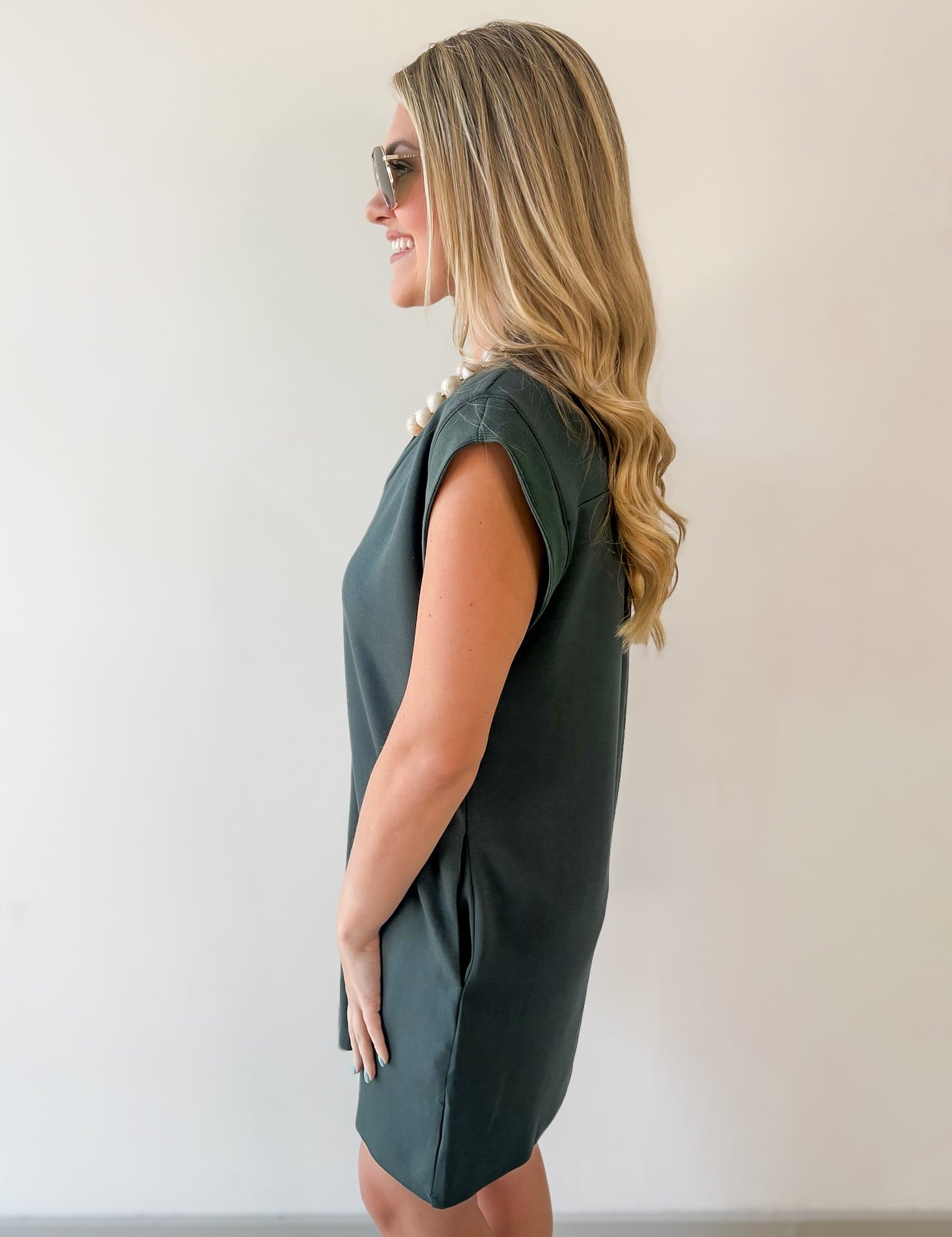 V Neck Everyday Dress -Forest