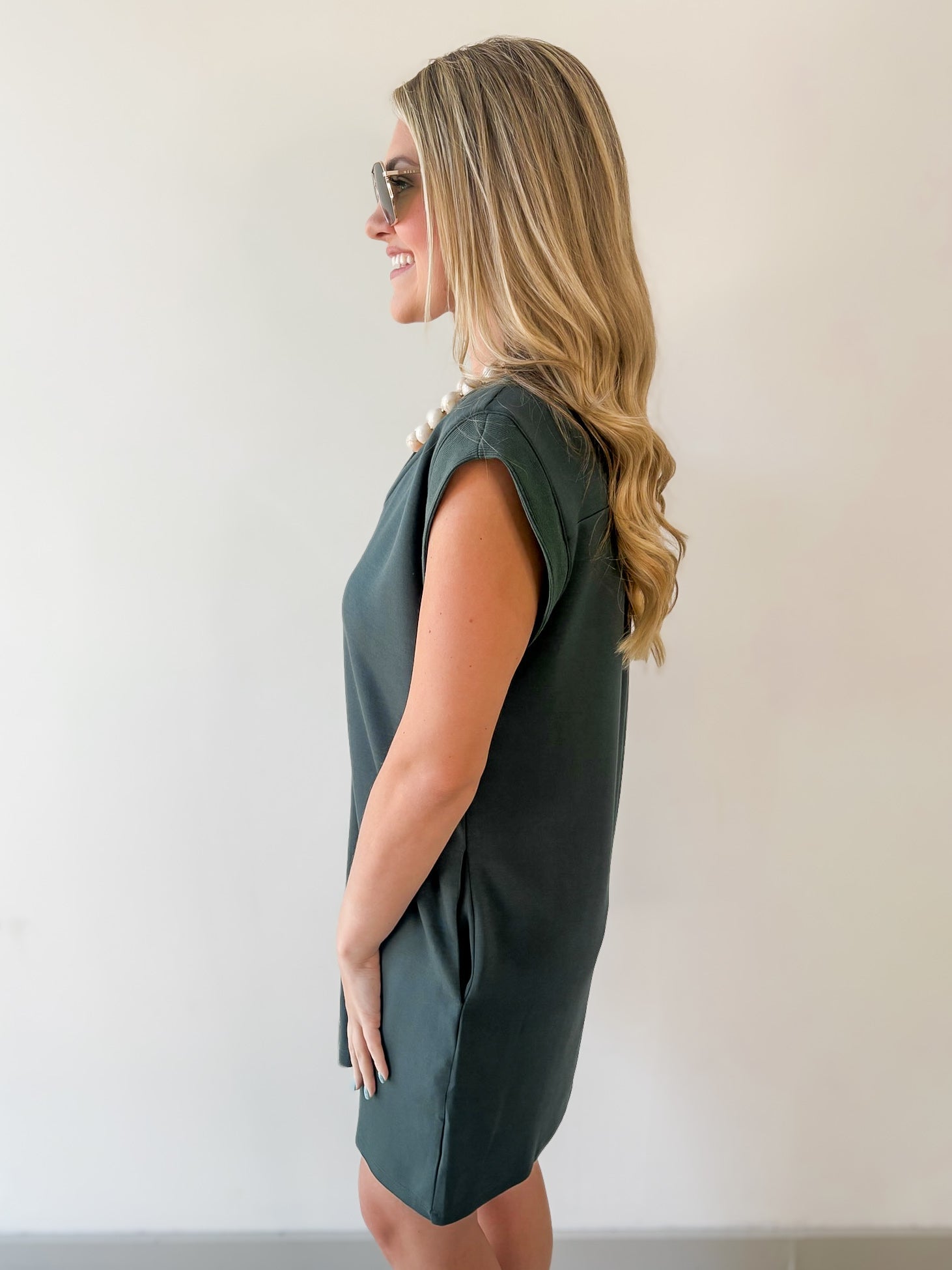 V Neck Everyday Dress -Forest