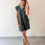 V Neck Everyday Dress -Forest