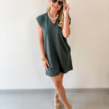 V Neck Everyday Dress -Forest