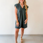 V Neck Everyday Dress -Forest