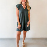 V Neck Everyday Dress -Forest