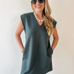 V Neck Everyday Dress -Forest
