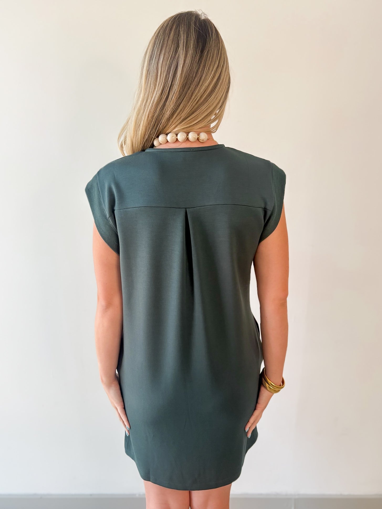 V Neck Everyday Dress -Forest
