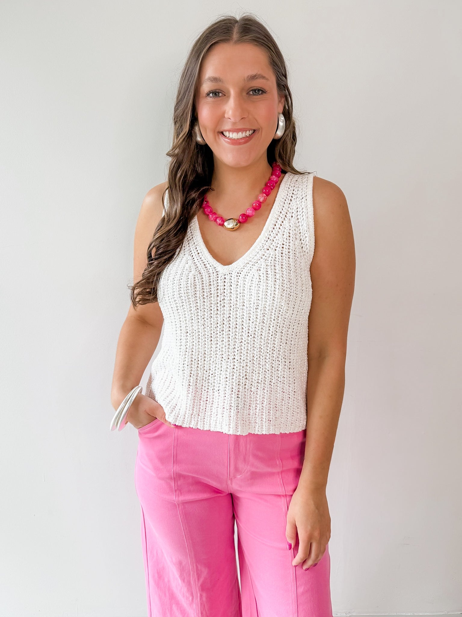 V - Neck Knitted Tank