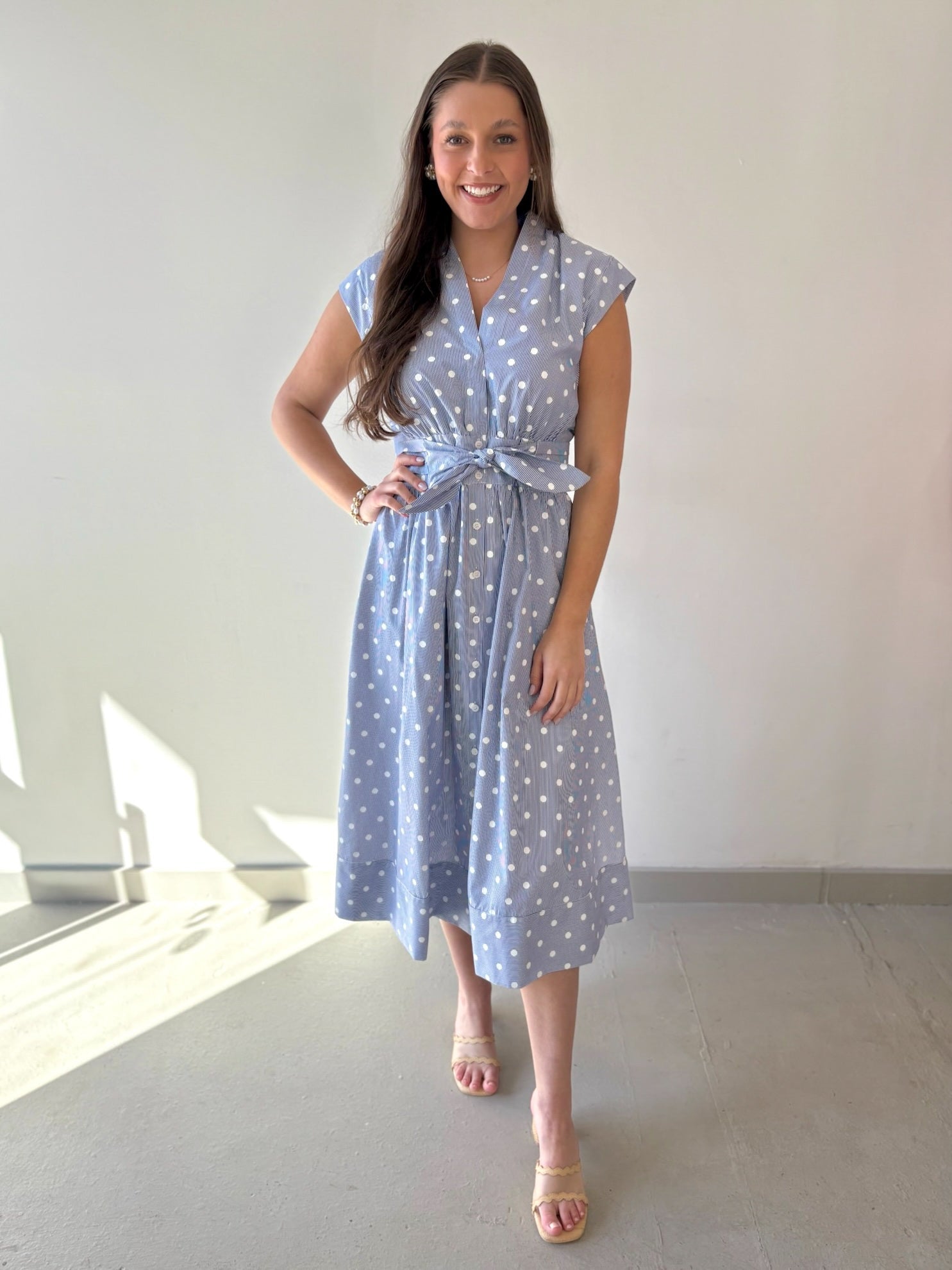 V Neck Midi A Line Dress