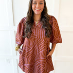 V Neck Tunic Dress - Cocoa