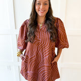 V Neck Tunic Dress - Cocoa