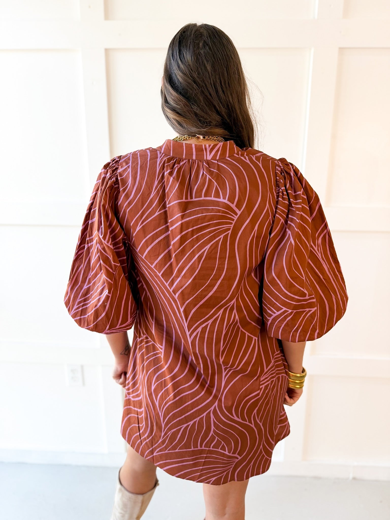 V Neck Tunic Dress - Cocoa